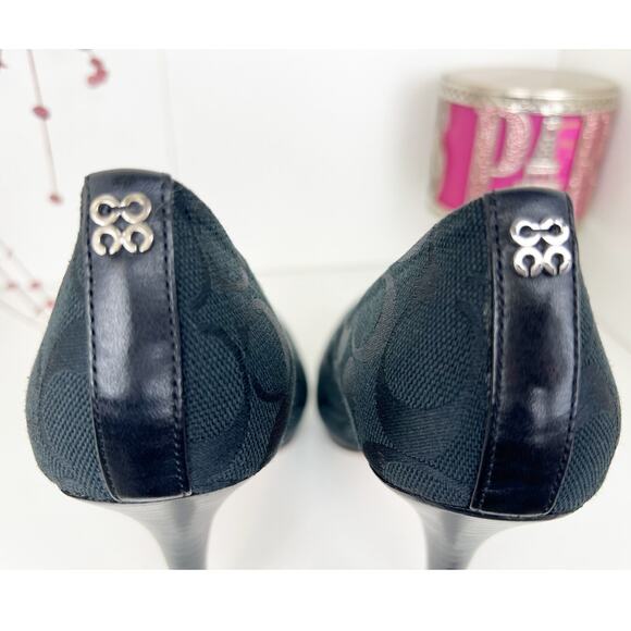 Coach NWB Caya Monogram Signature Logo Stiletto Heel Pumps Shoe Black Size 8.5 B - Picture 8 of 16